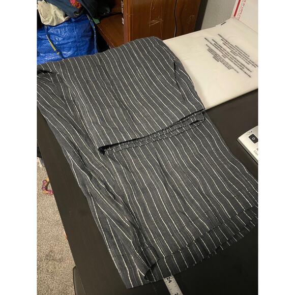 Eileen Fisher Pants Womens 2X Gray White Stripe Linen Blend Wide Leg Pull On - Picture 7 of 8
